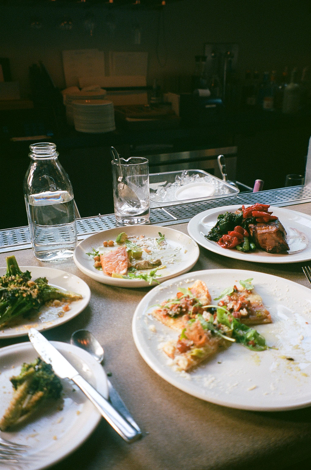 Dinner table with plates and glasses
