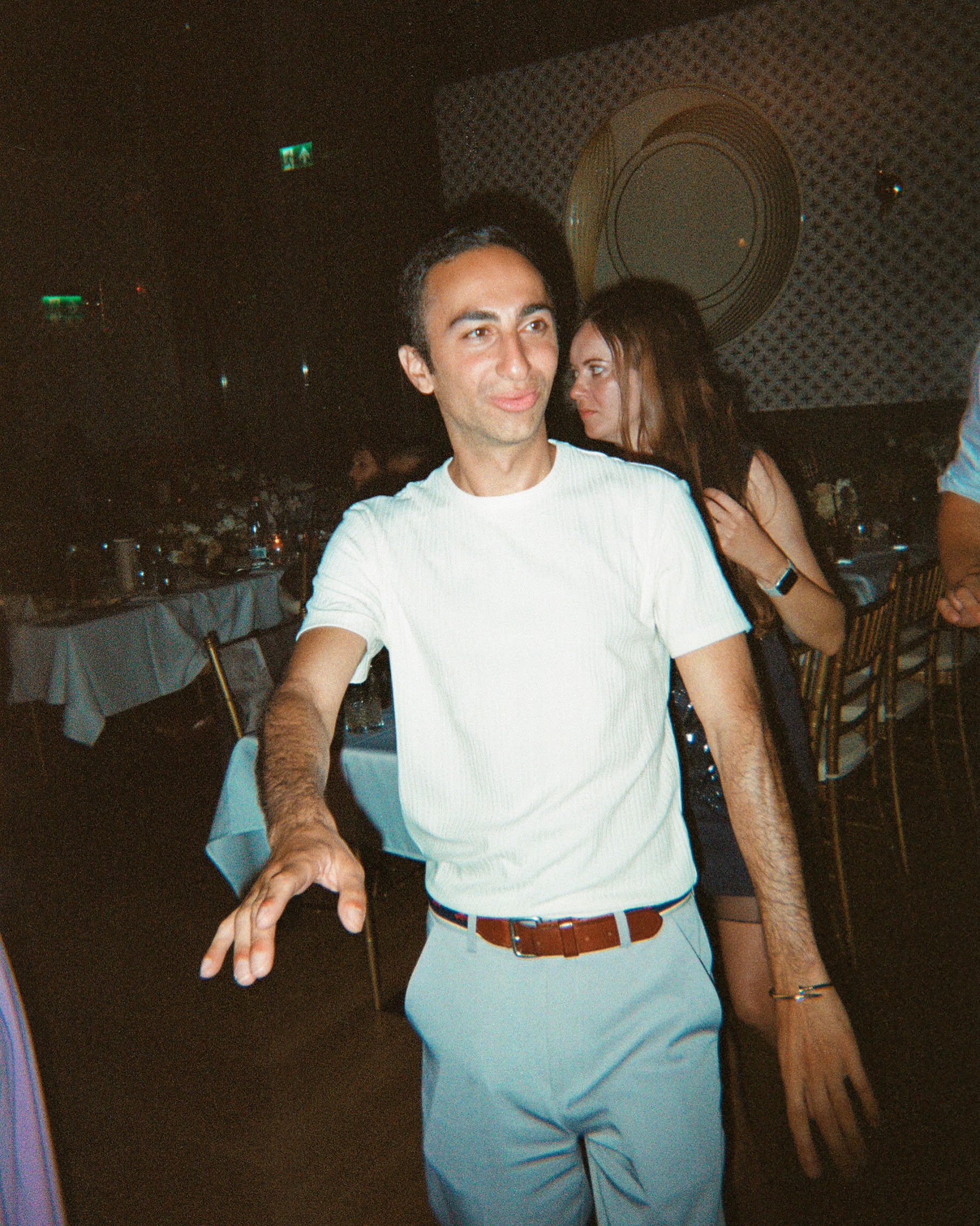Flash portrait at a nighttime gathering